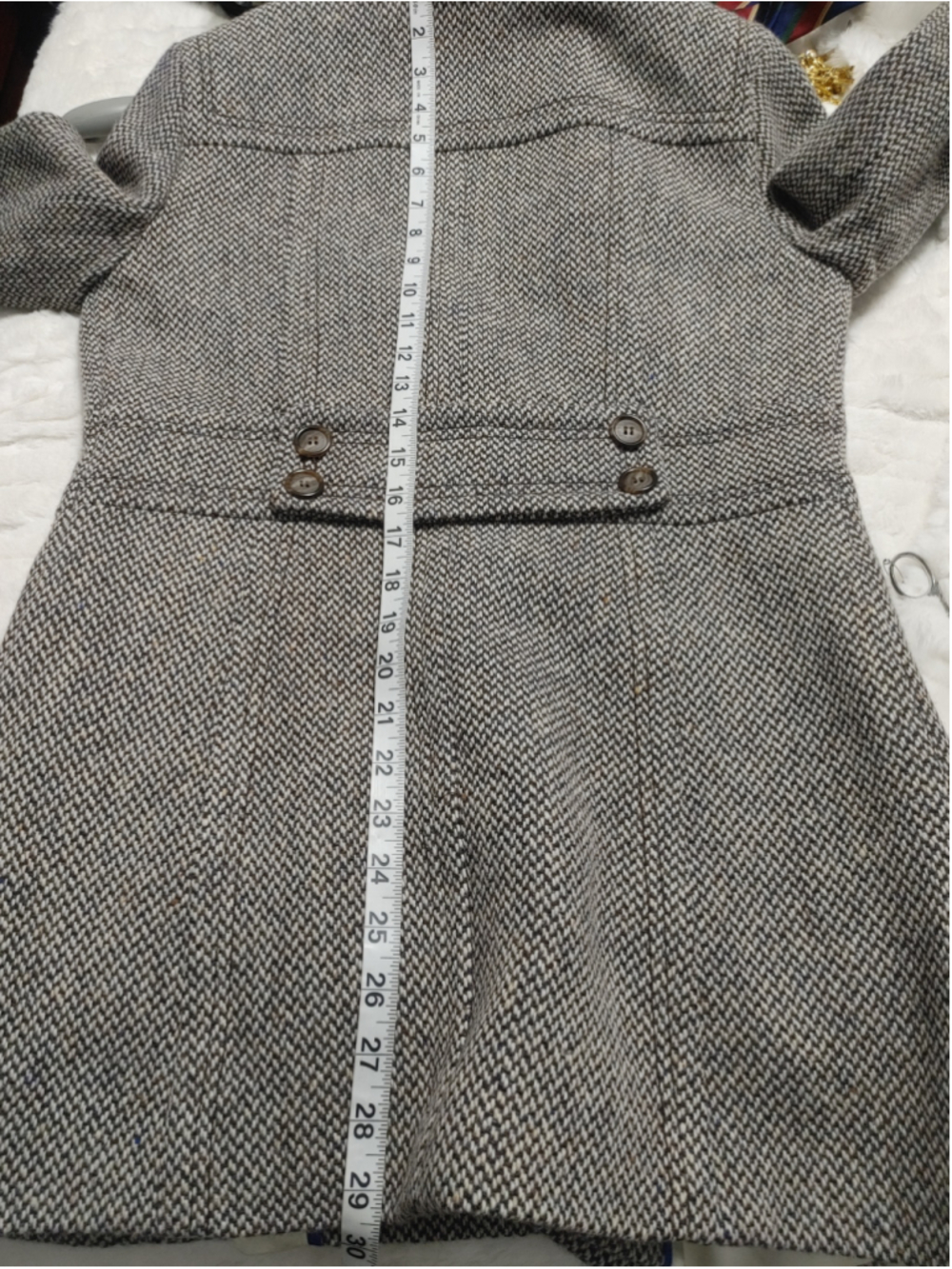 Women's J.Crew Wool Blend Pea Coat Size 6 Grey Brown 6 Button - Picture 8 of 11